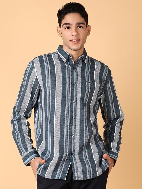men long sleeves striped casual shirt - 21560603 - Standard Image - 0