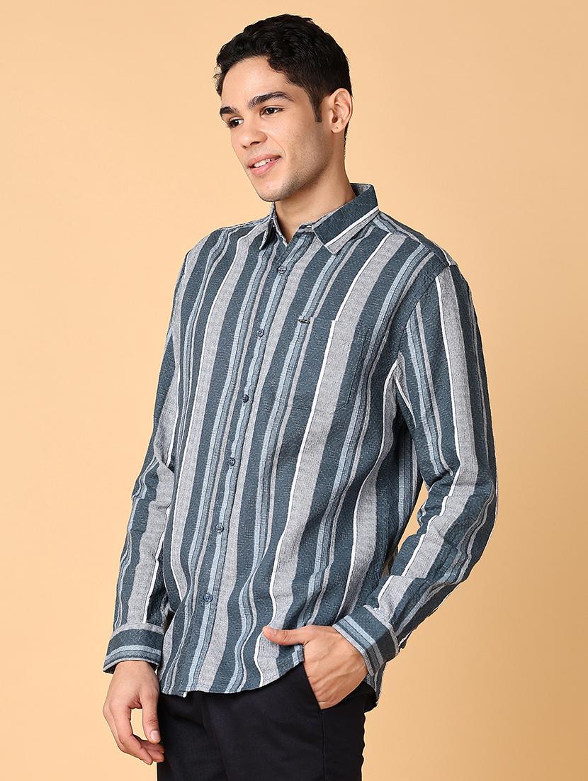 men long sleeves striped casual shirt - 21560603 - Standard Image - 2