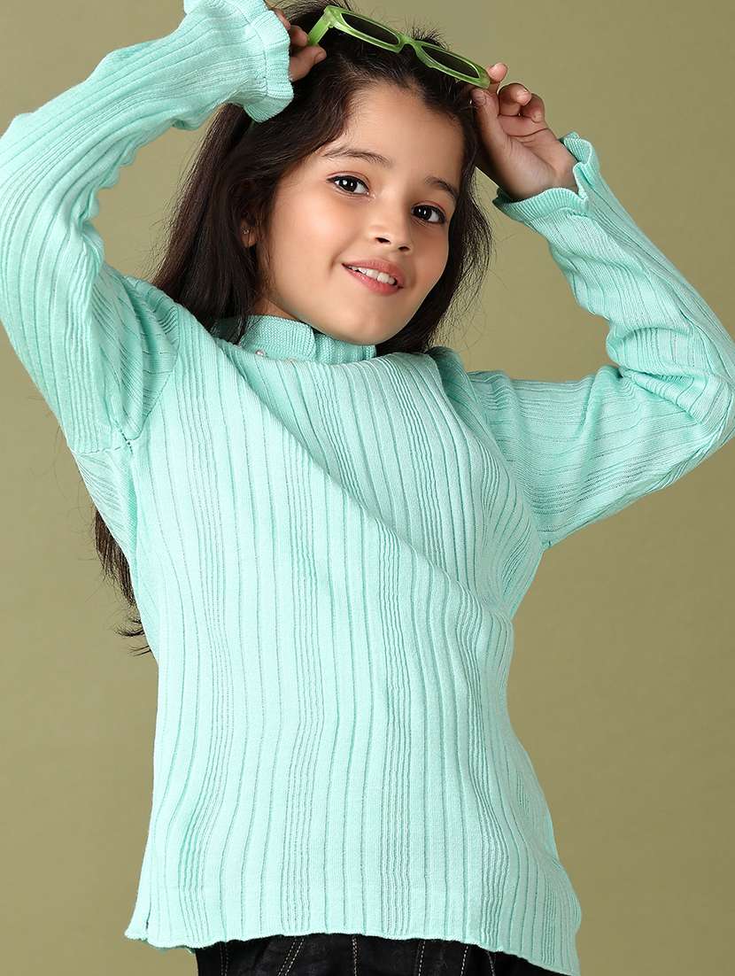 girls self design long sleeve pullover sweater