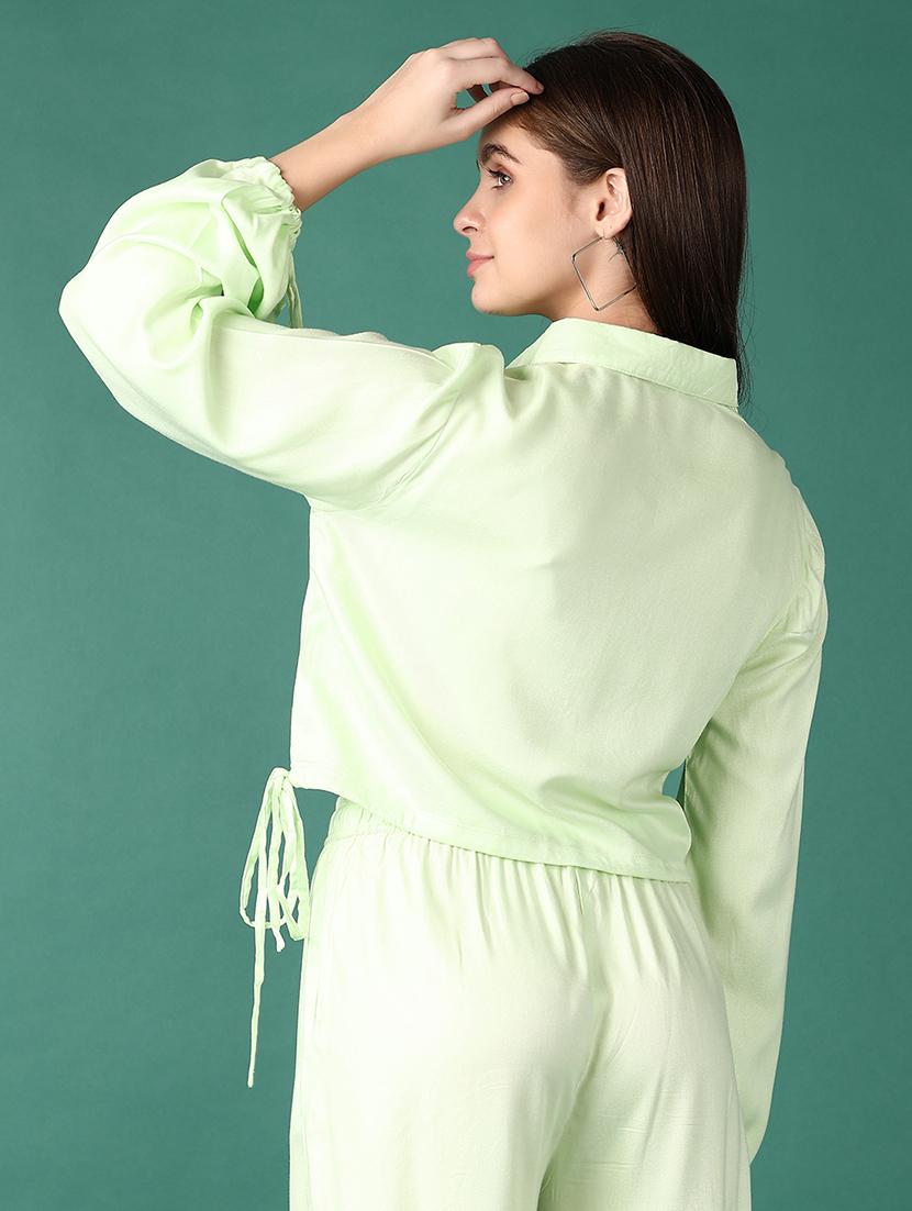 girls solid long sleeve shirt style top - 21560611 - Standard Image - 2