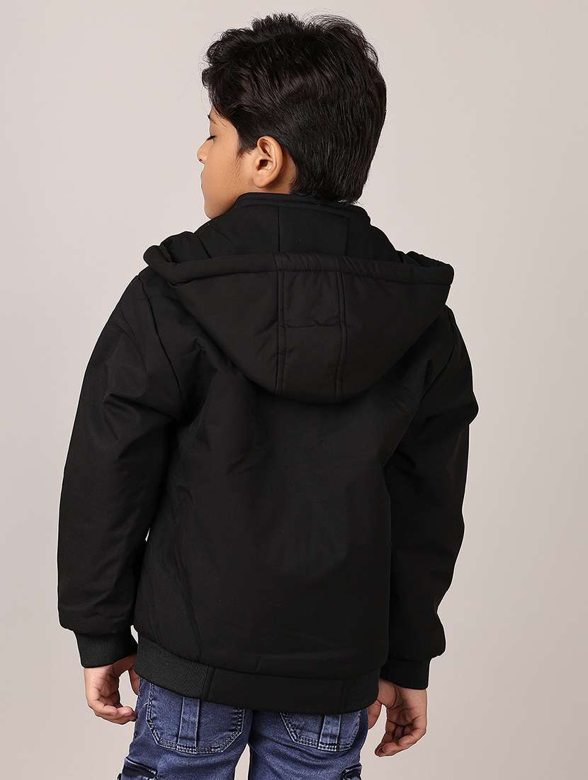 boys solid long sleeve hooded quilted jacket - 21560615 -  Standard Image - 2
