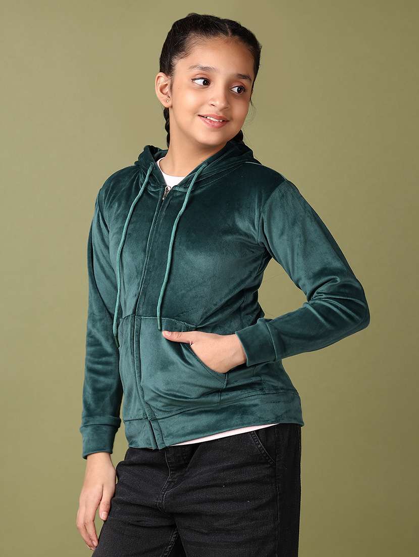 girls green solid long sleeve sweatshirts - 21561273 -  Standard Image - 2