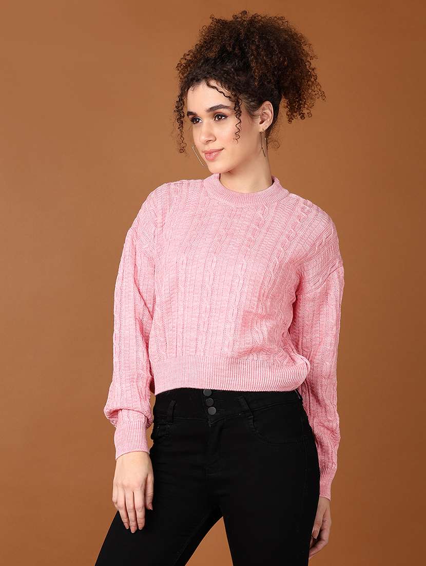 women self design long sleeve cropped pullover - 21561277 -  Standard Image - 2