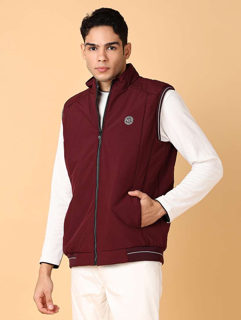 men maroon solid casual jacket - 21561298 -  Standard Image - 2