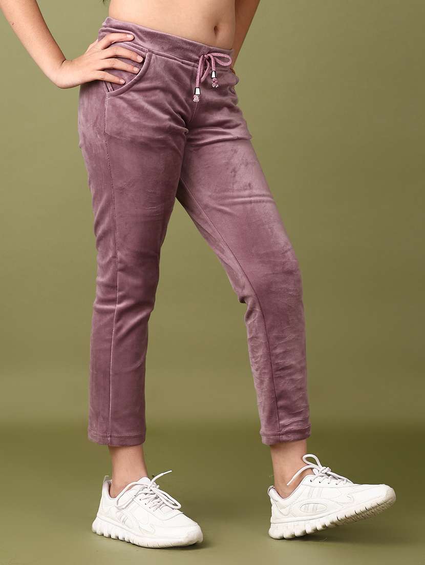 women solid mid rise track pant - 21561299 -  Standard Image - 2