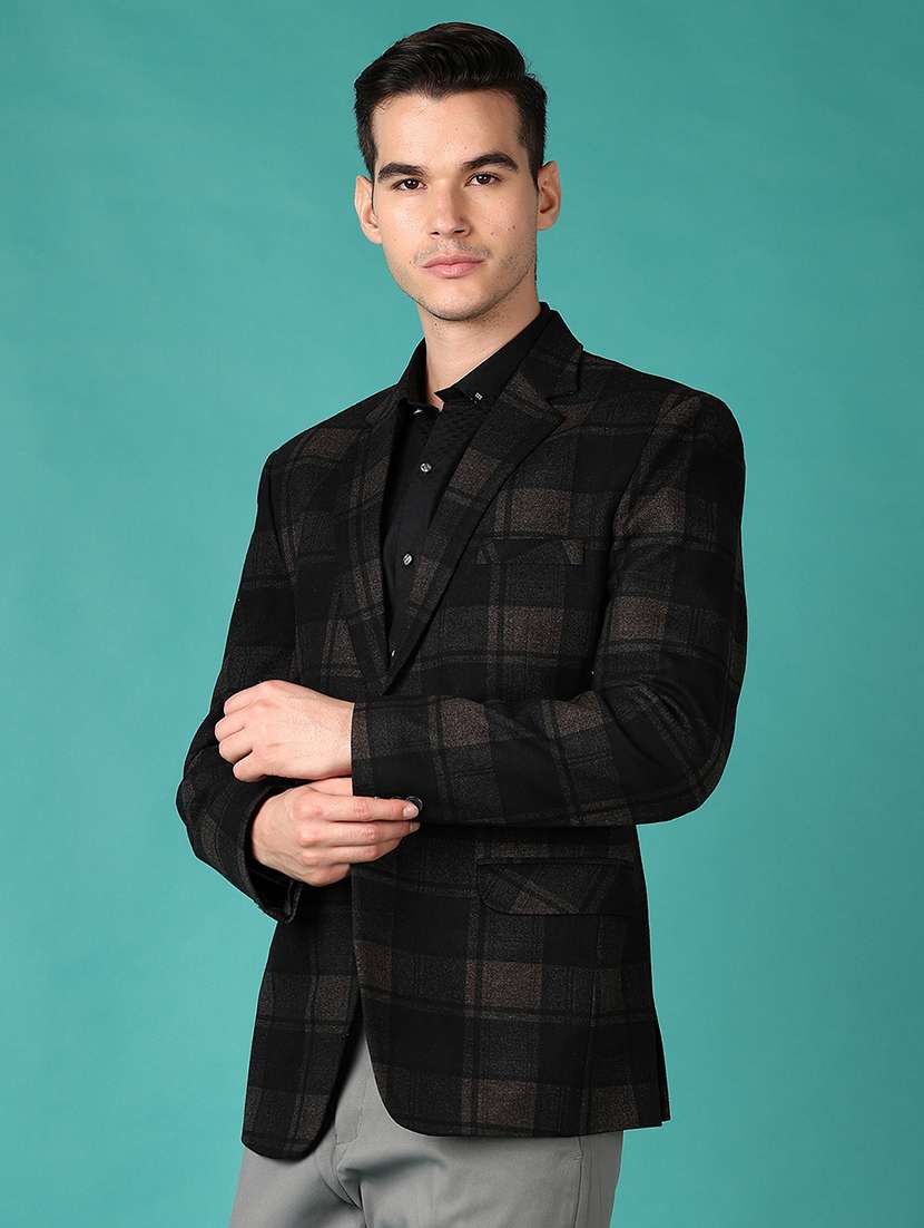 men checkered single breasted casual blazer - 21561300 -  Standard Image - 2