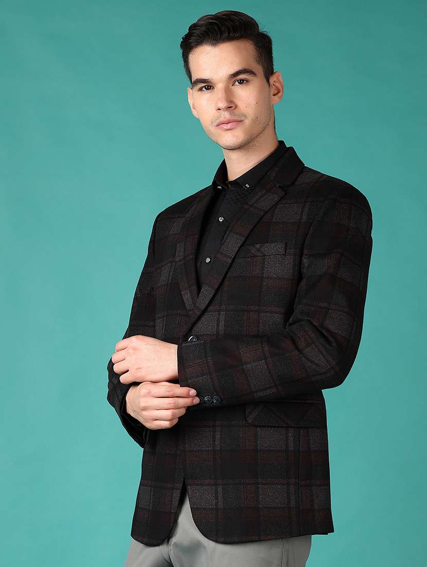 men checkered single breasted casual blazer - 21561301 -  Standard Image - 2