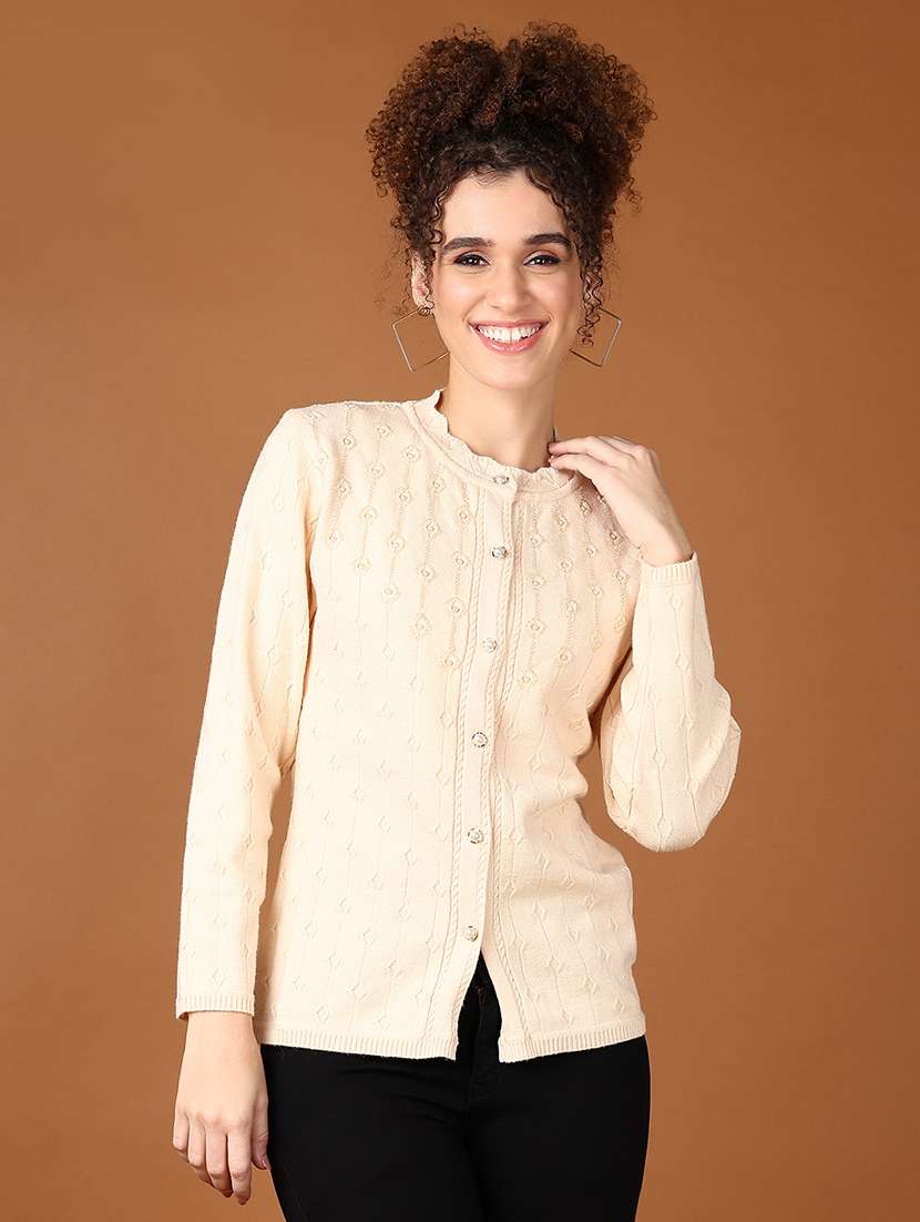 women self design long sleeve cardigan