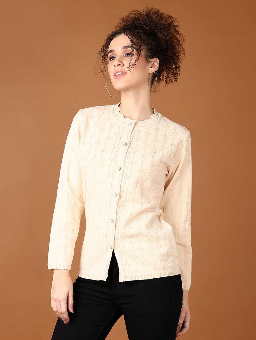 women self design long sleeve cardigan - 21561303 -  Standard Image - 2