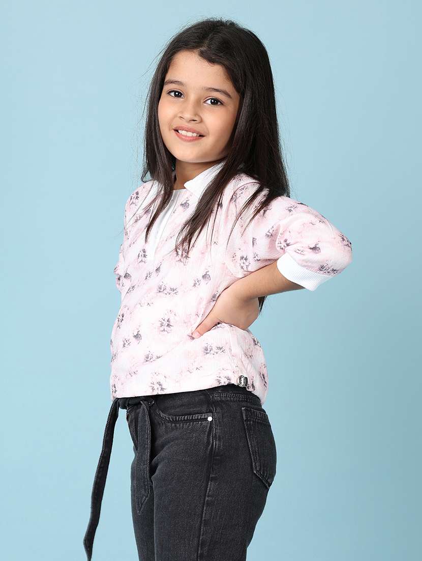 girls pink floral printed top - 21561470 -  Standard Image - 2