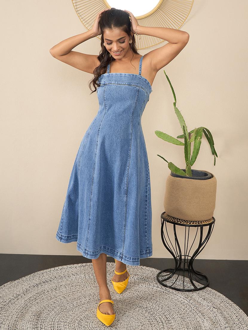 women solid sleeveless a-line dress - 21561674 - Standard Image - 2