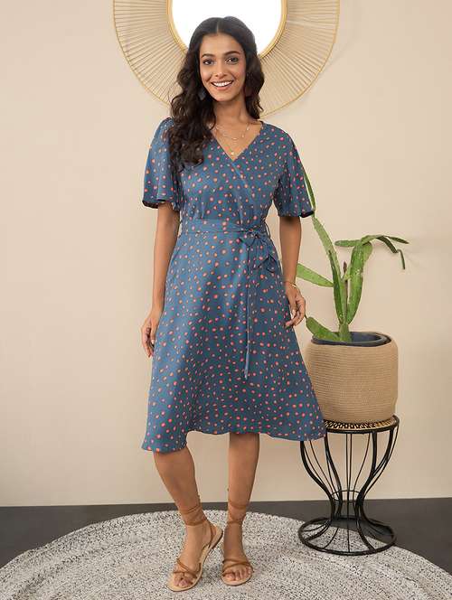 women printed shorts sleeves a-line dress - 21561681 -  Standard Image - 0