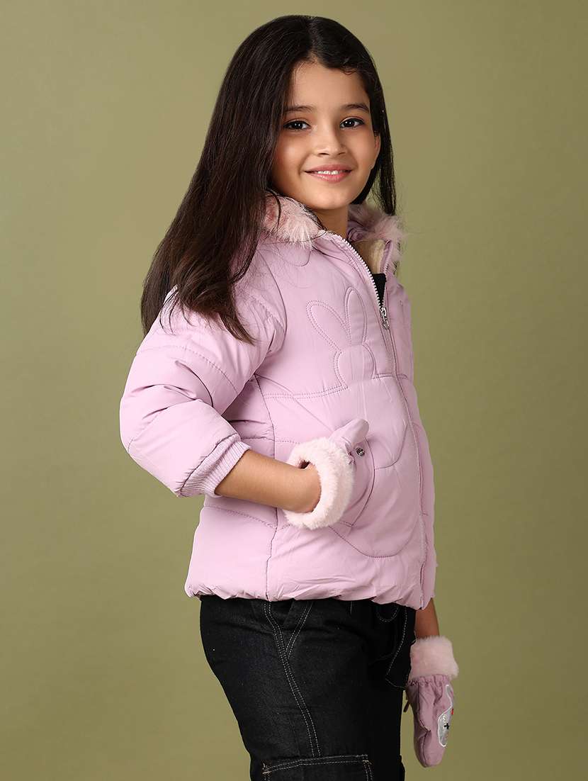 girls lavender solid long sleeve quilted jackets  - 21561713 -  Standard Image - 2