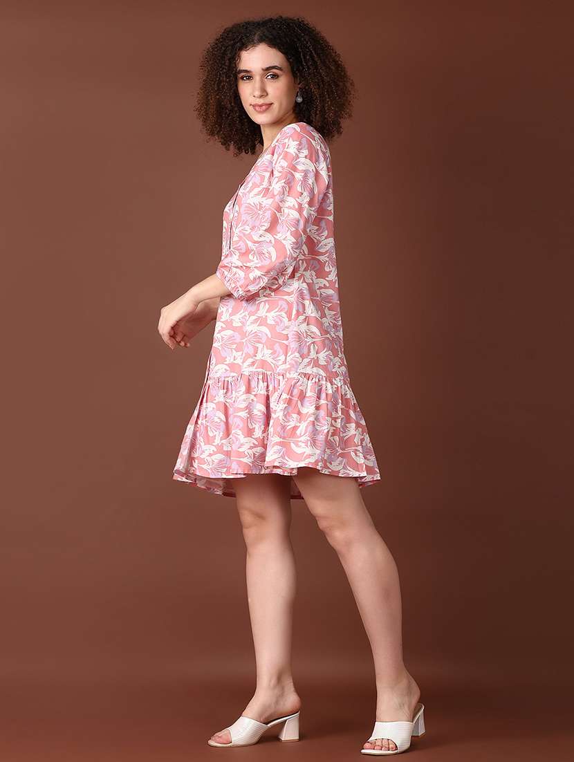 women pink printed a-line dress - 21561714 -  Standard Image - 2