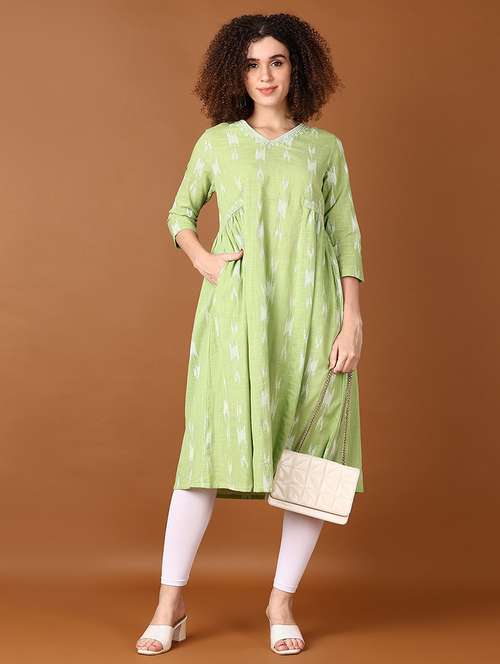 women printed three quarter sleeve a-line kurta - 21561742 -  Standard Image - 0