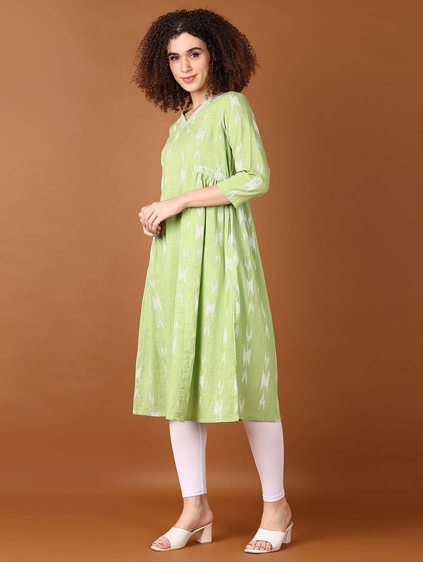 women printed three quarter sleeve a-line kurta - 21561742 - Standard Image - 2