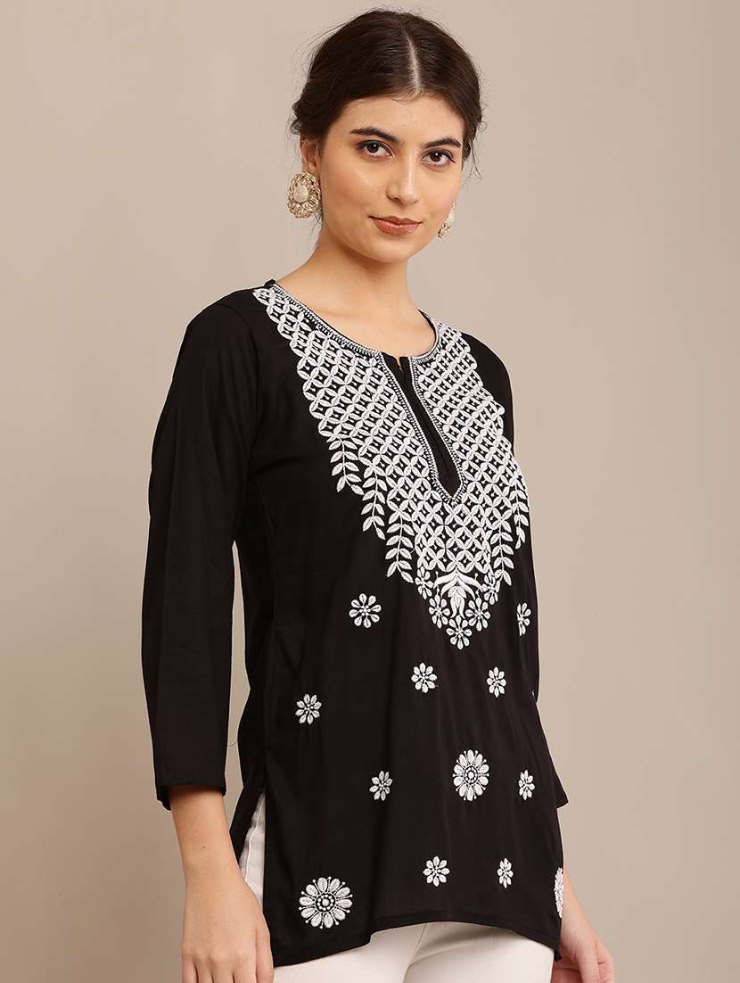 women embroidered three quarter sleeves straight kurti - 21561938 - Standard Image - 2