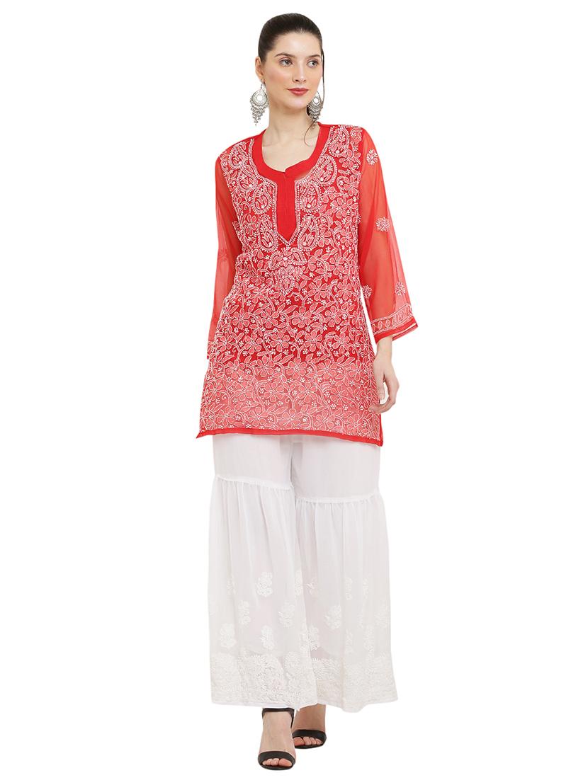 women embroidered three quarter sleeves straight kurti - 21561966 -  Zoom Image - 0