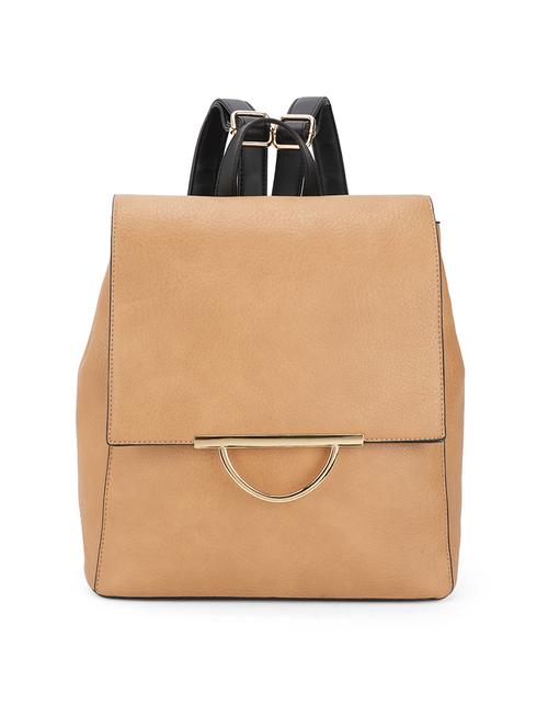 tan textured leatherette backpack - 21562334 -  Standard Image - 0