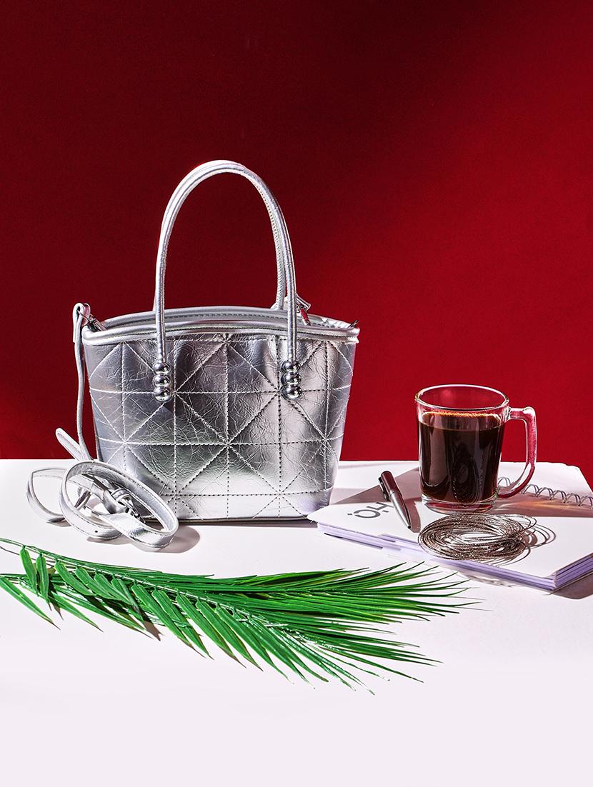 women silver pu handbag - 21562348 - Zoom Image - 0