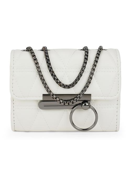 white textured leatherette sling bag - 21562354 -  Standard Image - 0