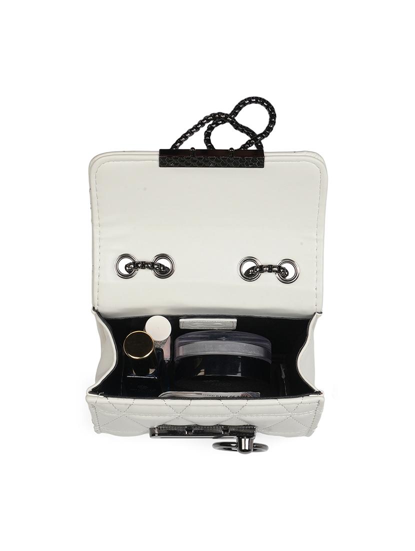 white textured leatherette sling bag - 21562354 - Standard Image - 2
