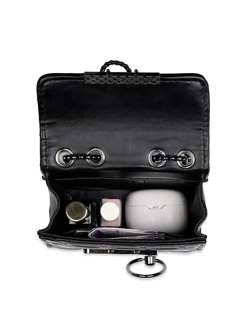 black leatherette (pu) sling bag - 21562357 - Standard Image - 2