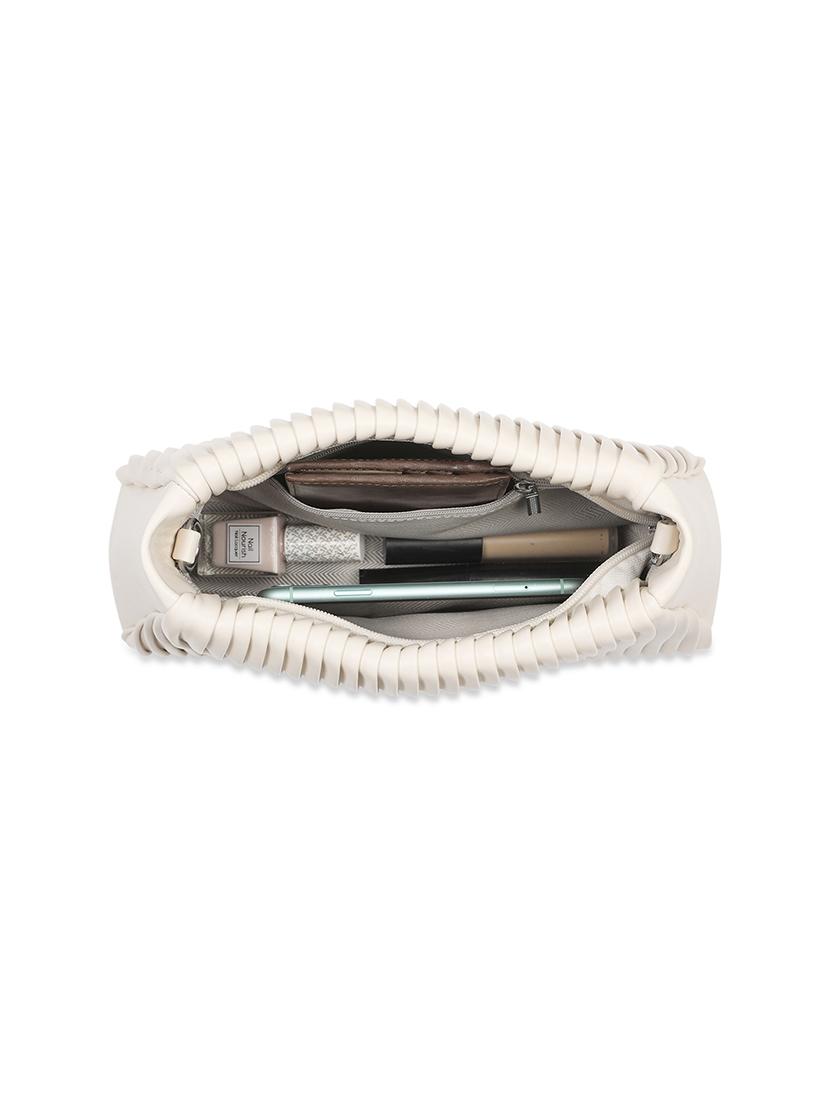 beige textured leatherette sling bag - 21562368 - Standard Image - 2