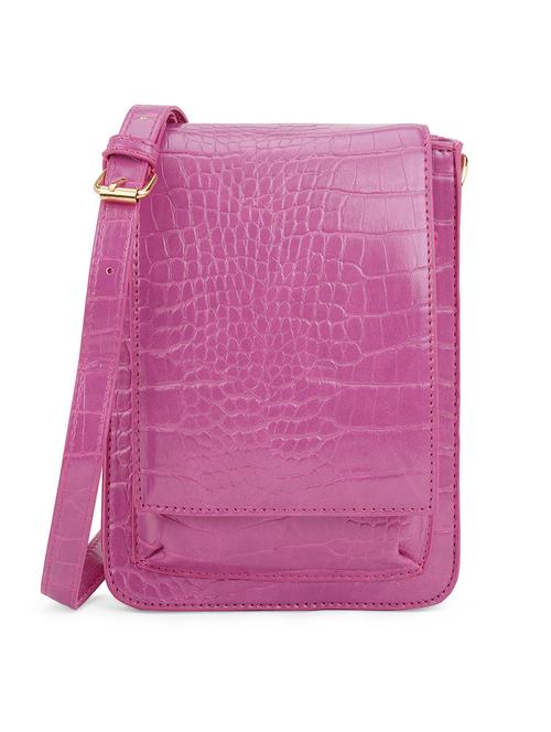 pink textured leatherette sling bag - 21562369 - Standard Image - 0