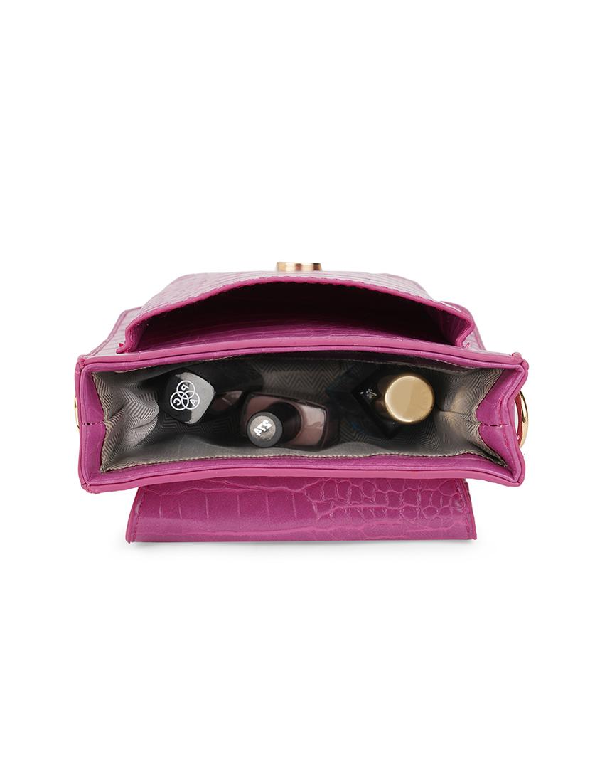 pink textured leatherette sling bag - 21562369 - Standard Image - 2