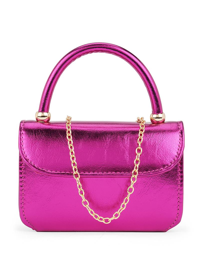 pink solid leatherette sling bag - 21562371 -  Zoom Image - 0
