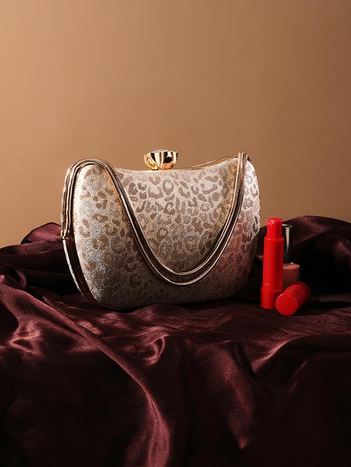 women gold metal box clutch - 21562389 - Standard Image - 0