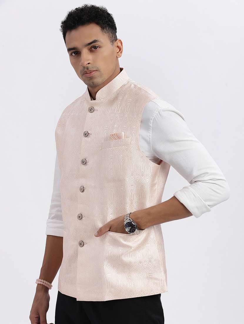 men self design mandarian neck nehru jacket - 21562485 -  Standard Image - 2