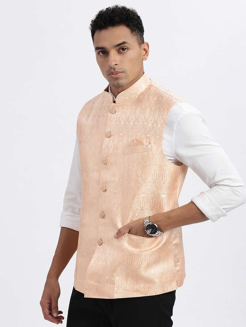 men self design mandarian neck nehru jacket - 21562486 - Standard Image - 2