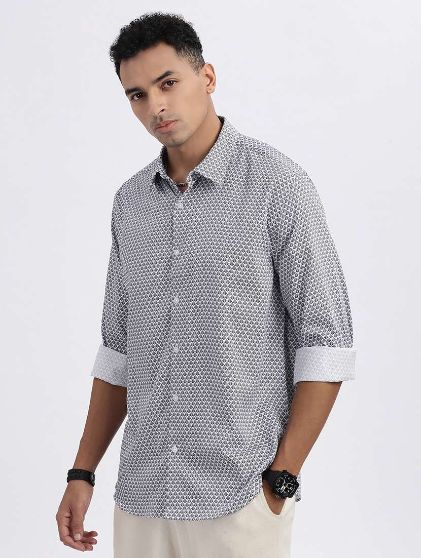 men printed long sleeve casual shirt - 21562509 -  Standard Image - 2