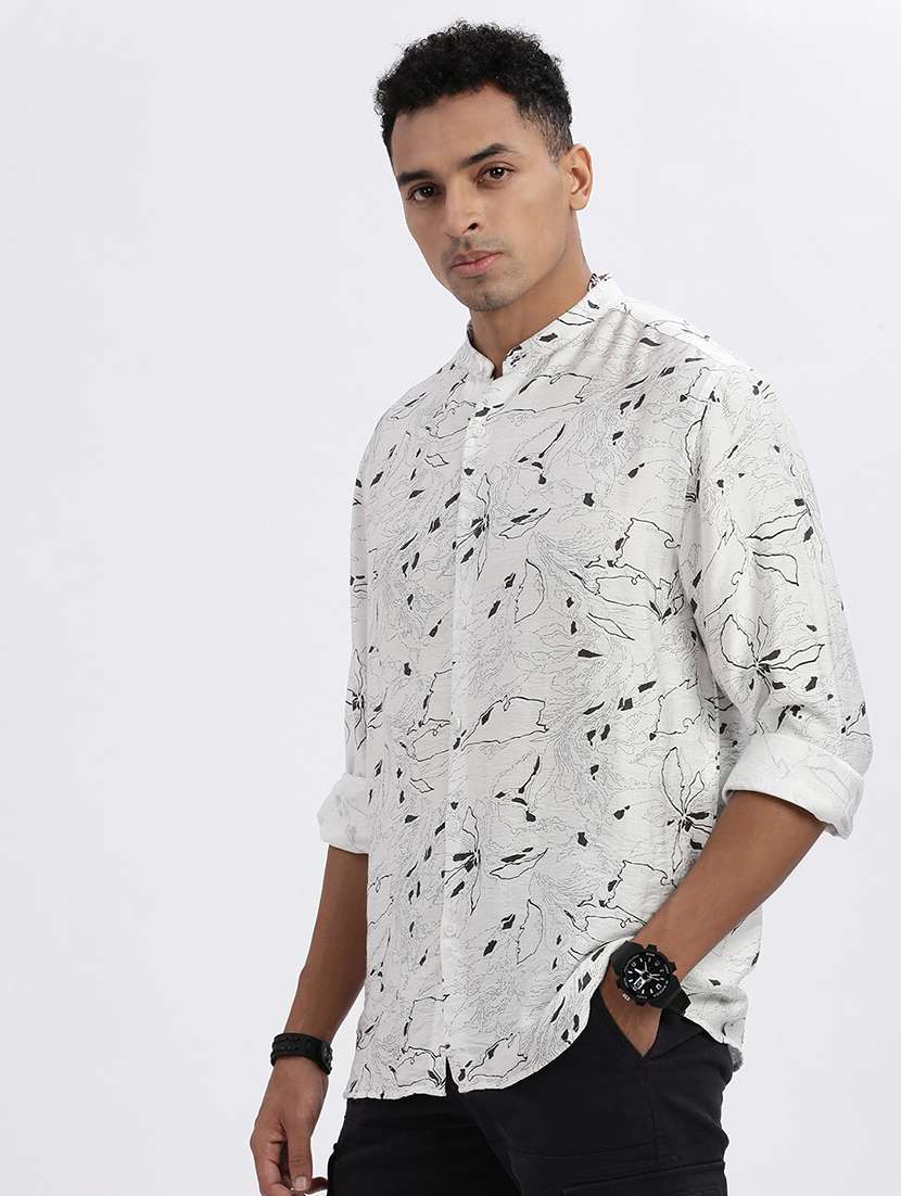 men printed long sleeve casual shirt - 21562533 - Standard Image - 2