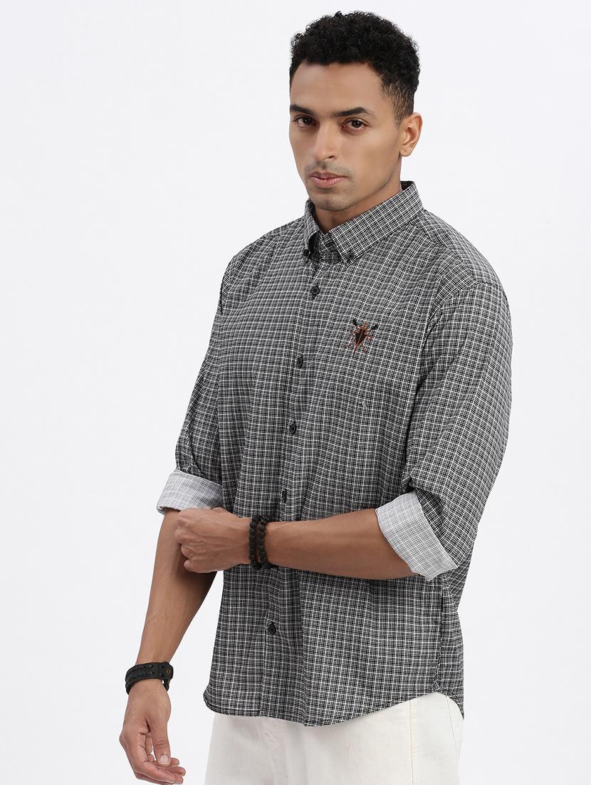 men checkered long sleeve casual shirt - 21562546 - Standard Image - 2