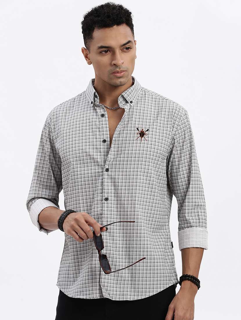 men checkered long sleeve casual shirt - 21562547 - Zoom Image - 0
