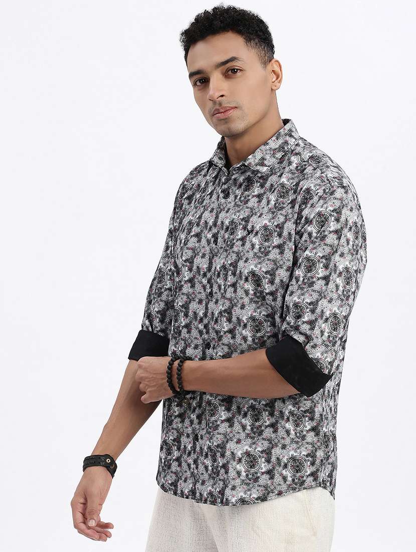 men printed long sleeve casual shirt - 21562548 -  Standard Image - 2