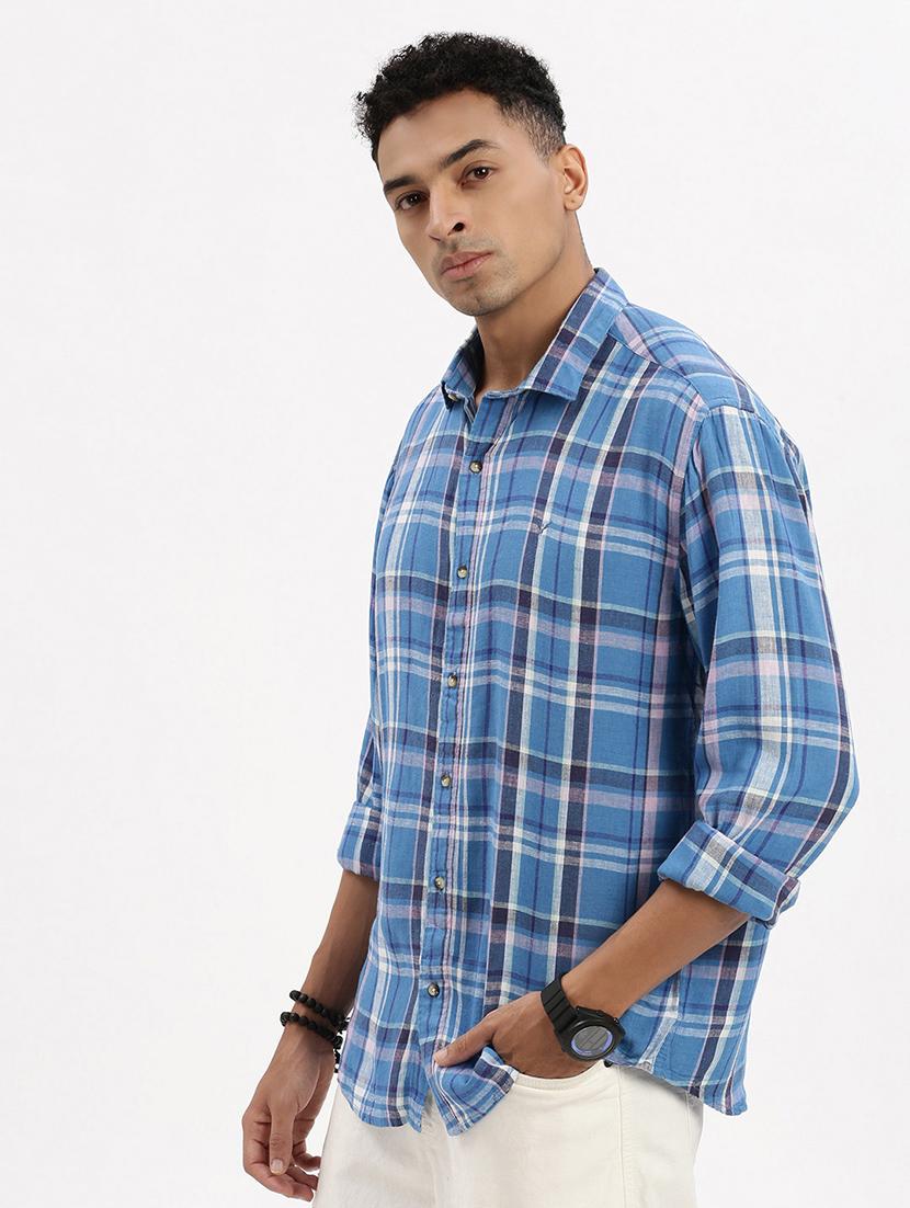 men checkered long sleeve casual shirt - 21562556 - Standard Image - 2