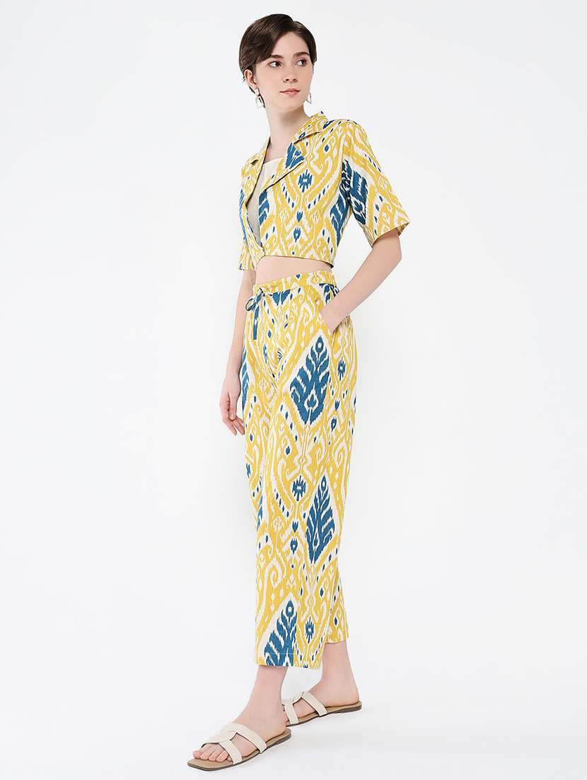 women peinted top and trouser with jacket co-ord set - 21562601 - Standard Image - 2