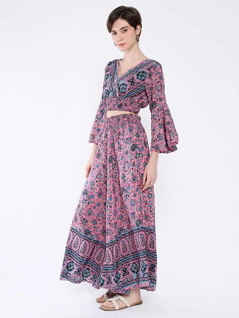 women printed top and palazzo co-ord set - 21562606 -  Standard Image - 2