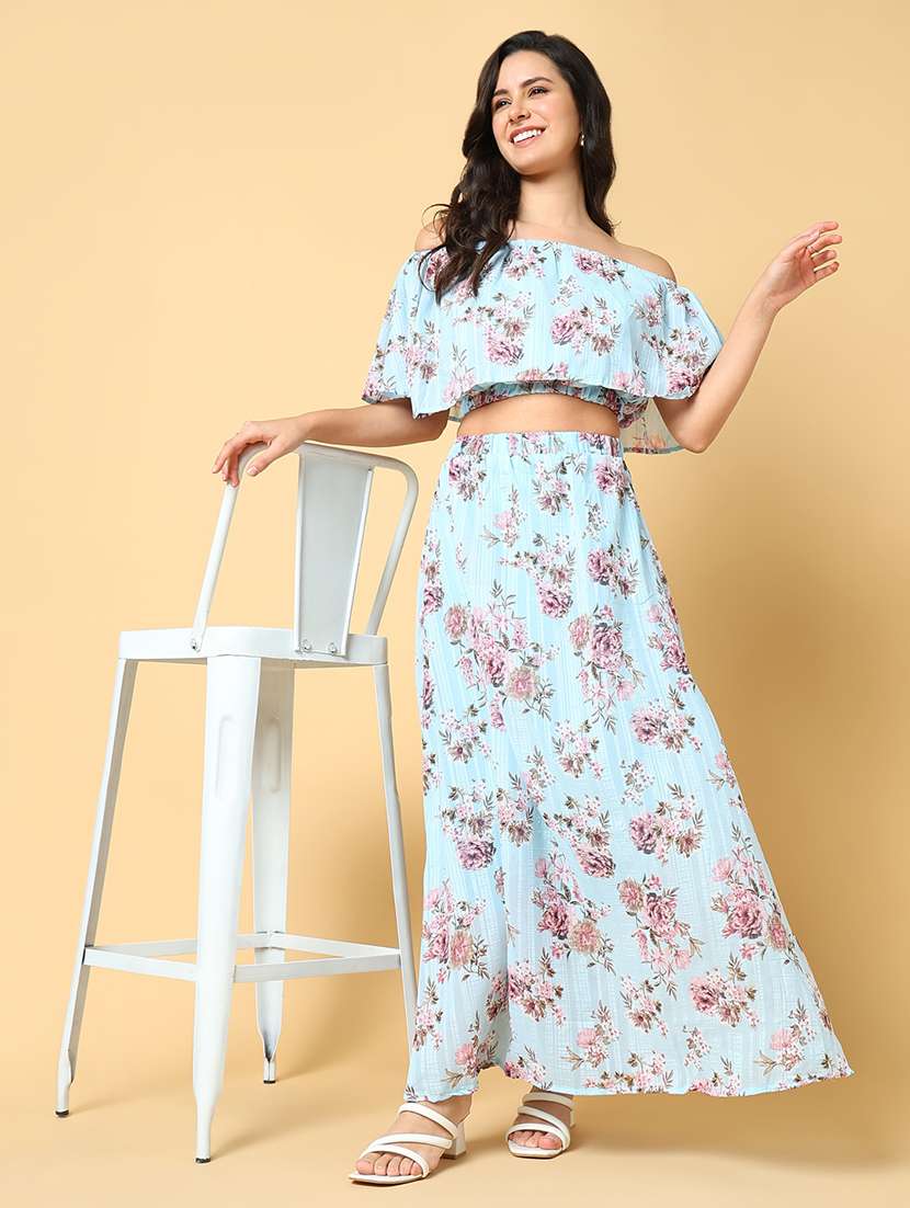 women printed top and skirt co-ord set