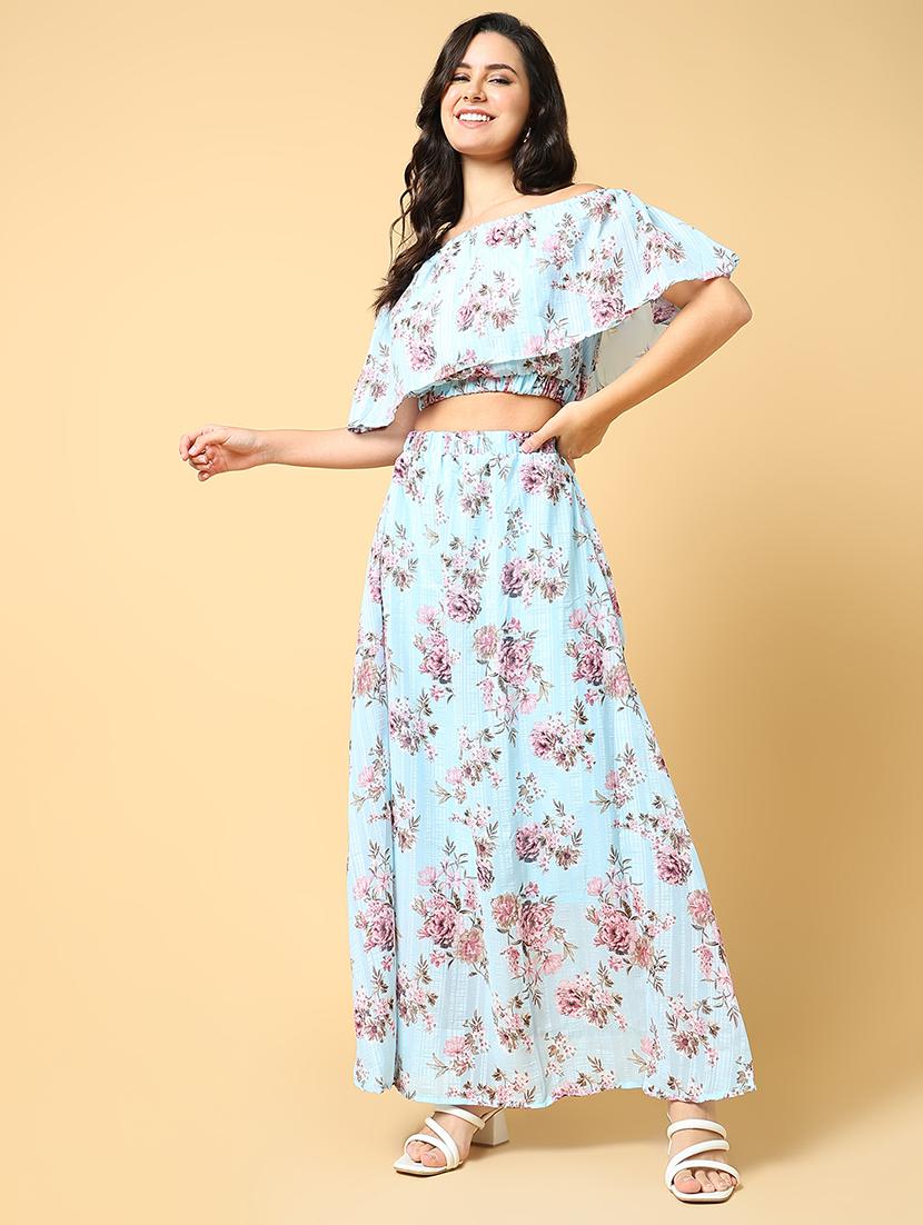 women printed top and skirt co-ord set - 21562611 - Standard Image - 2