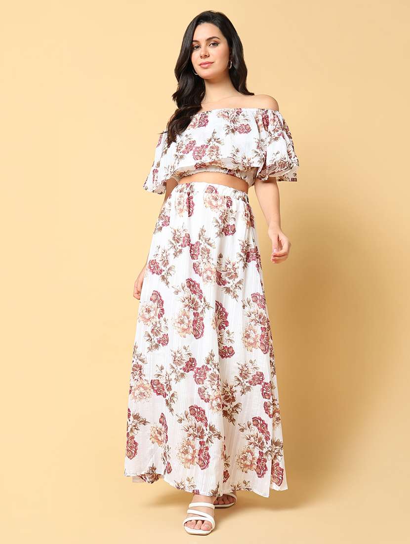 women printed top and skirt co-ord set