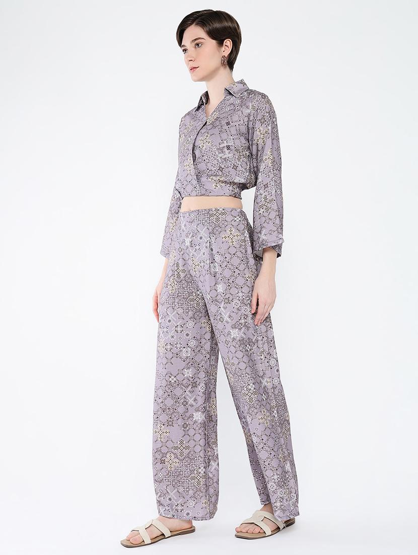 women printed top and trouser co-ord set - 21562621 - Standard Image - 2