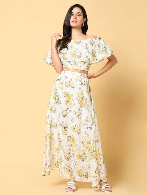 women printed top and skirt co-ord set - 21562624 -  Standard Image - 0