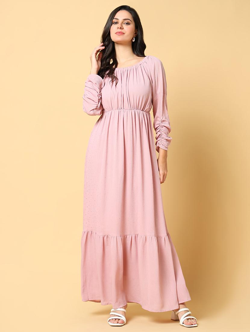 women solid puff sleeve tiered dress - 21562628 - Zoom Image - 0