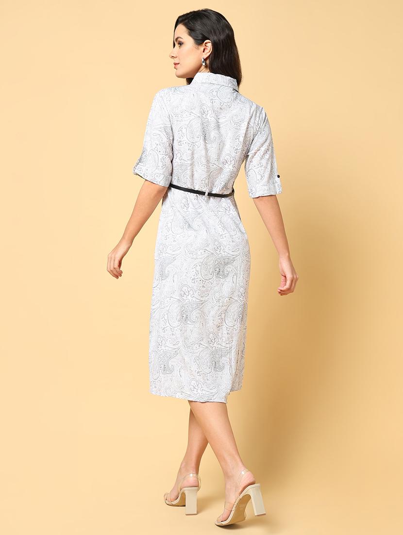 women printed collared roll up a-line dress - 21562654 - Standard Image - 2