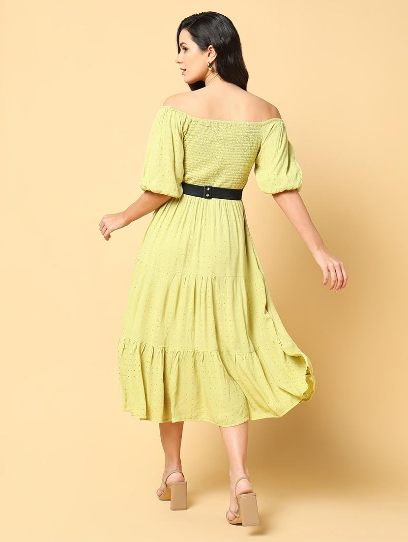 women printed off shoulder tiered dress - 21562664 - Standard Image - 2